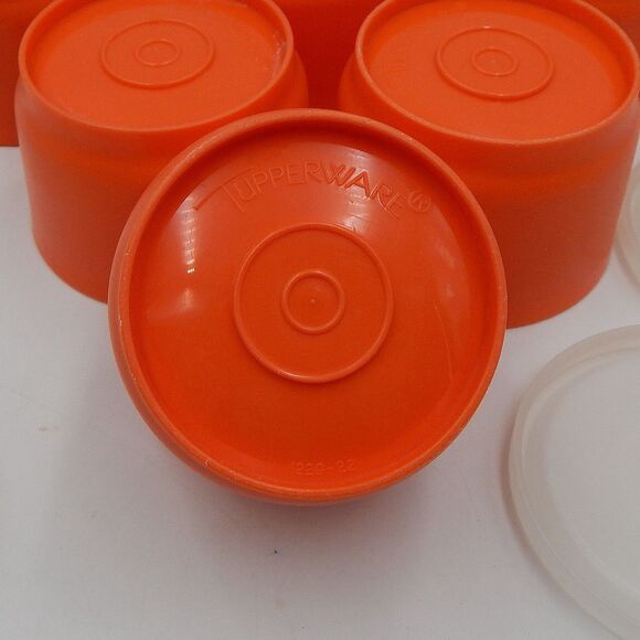 Tupperware Orange Snack Cups 1229 Complete w Sheer Lids 297 Set of 6 Vintage - Picture 7 of 7